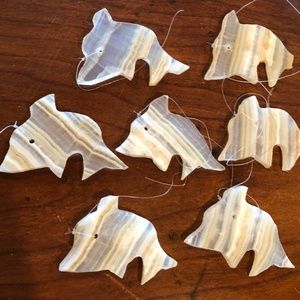 7 White Dolphin Onyx charms, good for jewelry or c